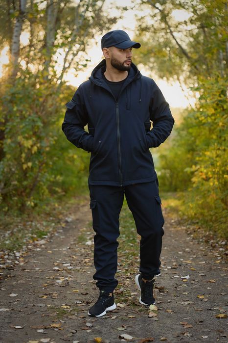 Костюм чоловічий софтшел утеплений флісом темно-синий