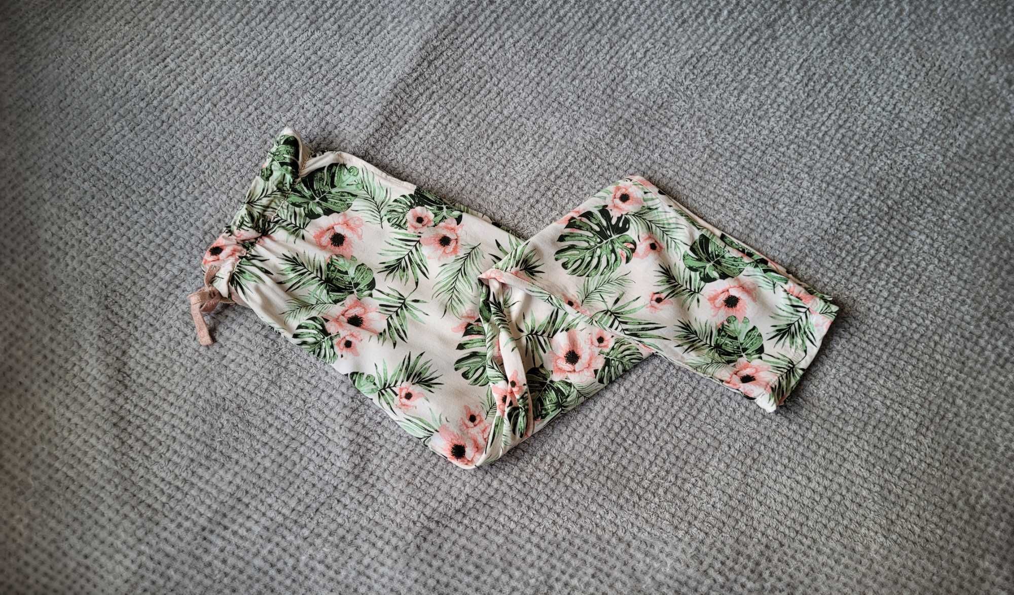 Cienkie letnie spodnie w kwiaty i liście, Esmera, rozmiar M