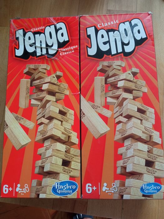 Klocki Jenga, Hasbro, 2 zestawy, stan bardzo dobry.