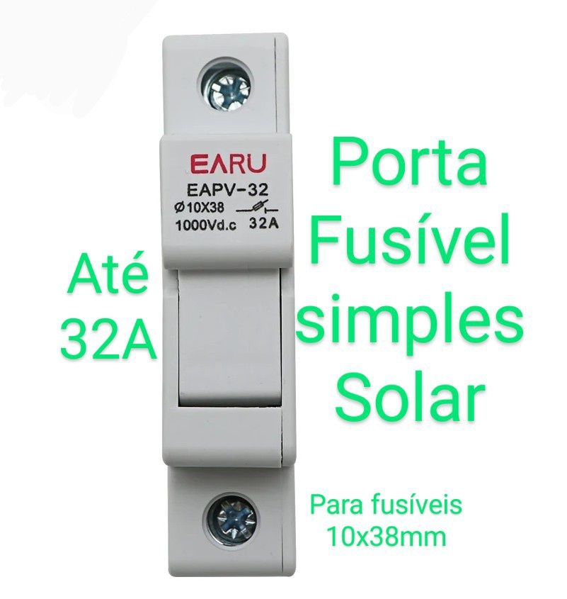 Porta Fusível DC Solar Proteção Fotovoltaica Bateria CC fusíveis 16A
