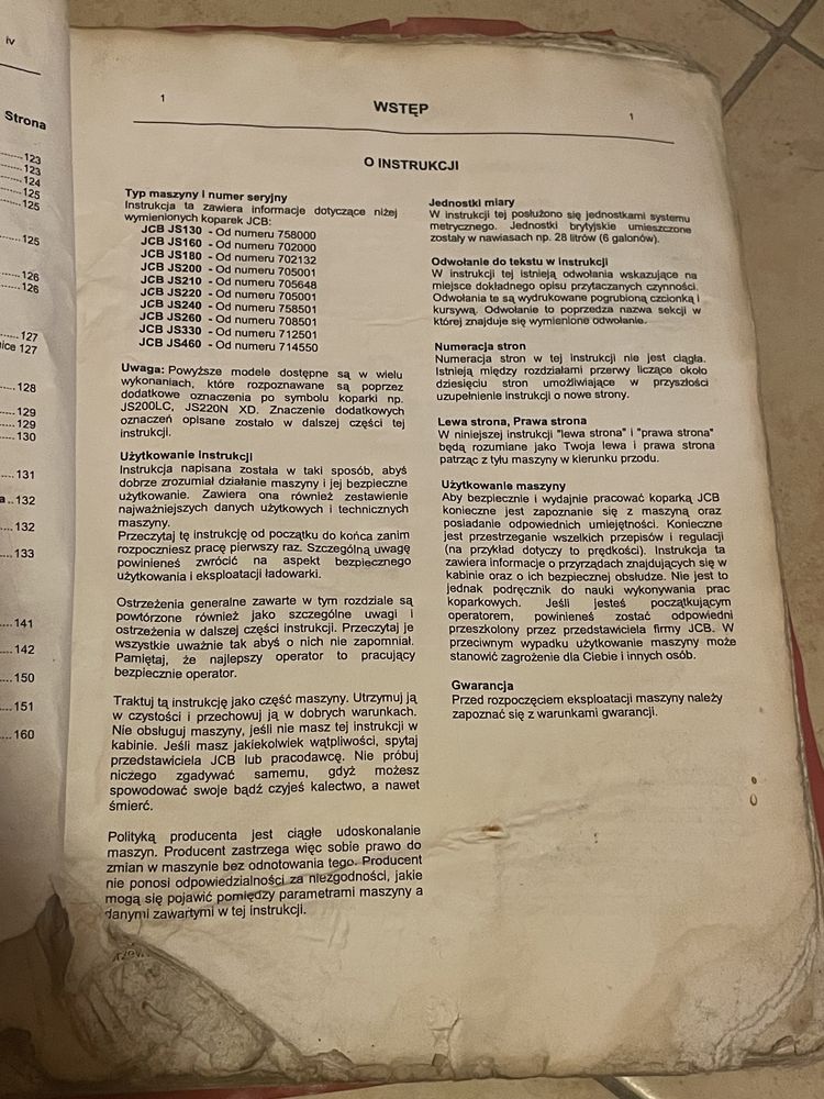 Instrukcja obsługi koparka gąsienicowa JCB JS