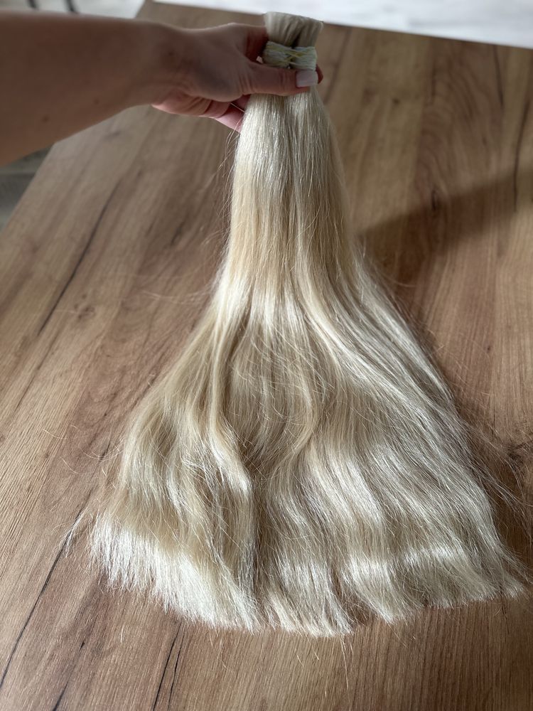 Натуральные славянские белые волосы для наращивания
