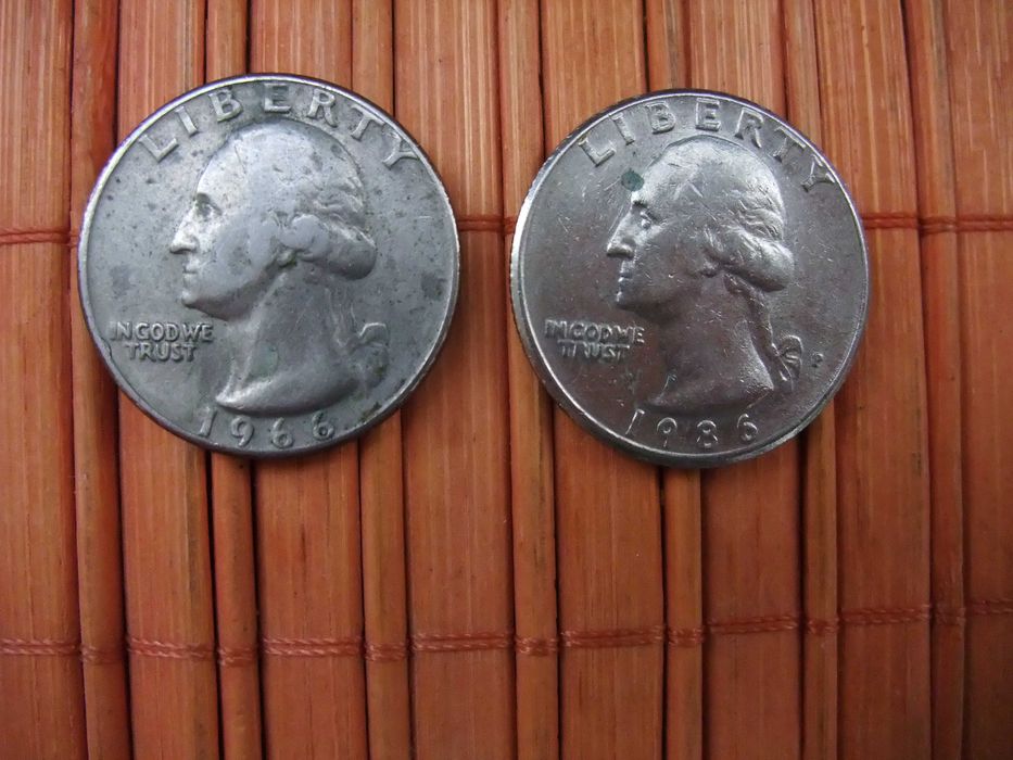 США 25 центов 1966 года и 1986 года