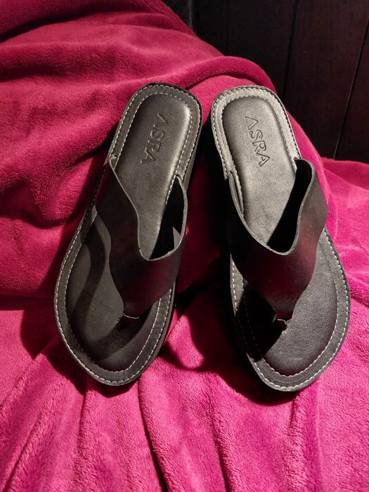 ASRA skórzane japonki 37 38 czarne skóra platformy NOWE 360 PLN