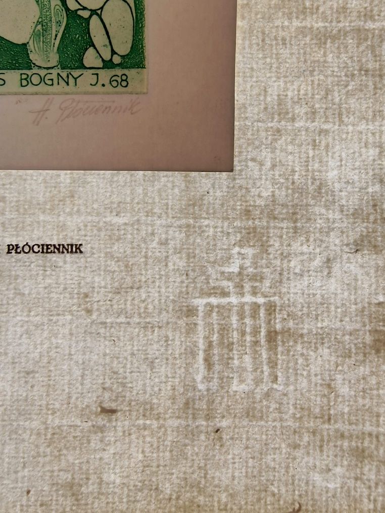 Ekslibris Exlibris Płóciennik Henryk z podpisem