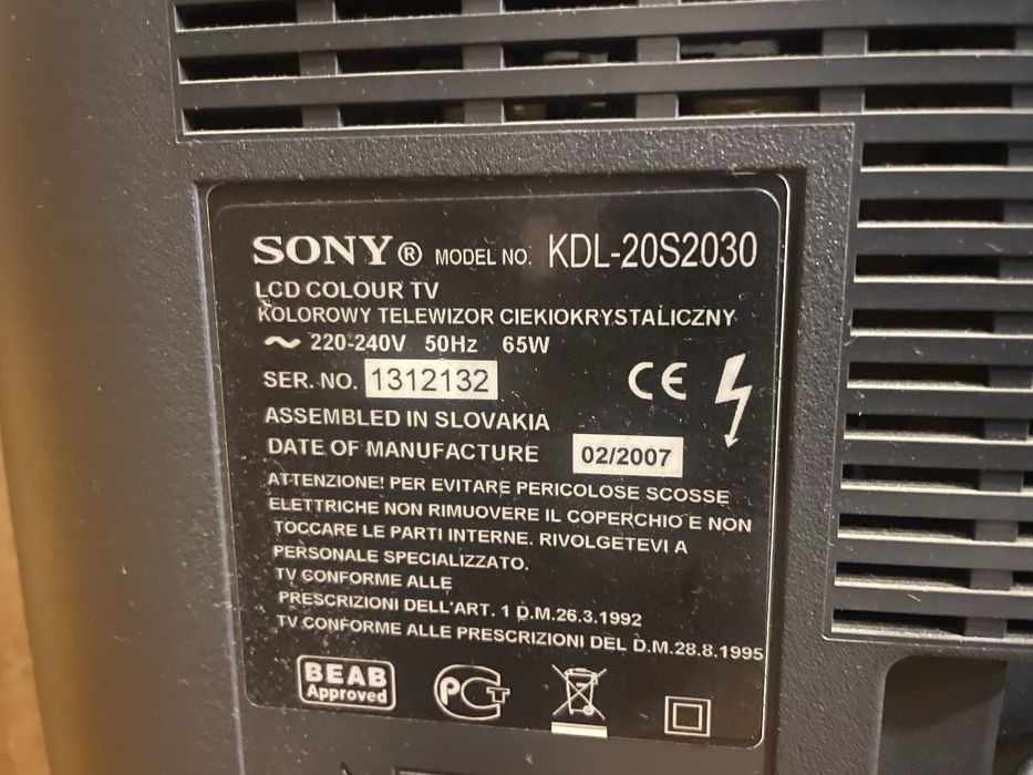 Sony KDL-20S2030 – TV LCD 20”
