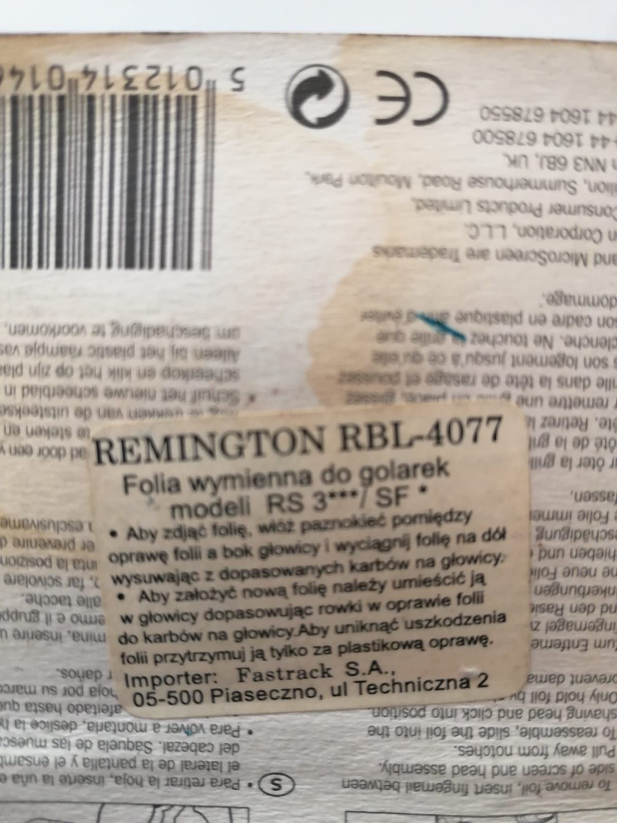 Folia wymienna + Nożyk wymienny do golarek REMINGTON RBL