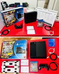 PlayStation 4 + 1 Comando + Jogos ( GTA V, Fortnite e Efootboll 2024 )