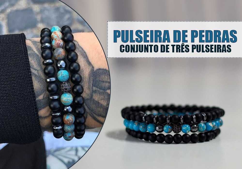 Pulseira de pedras – Conjunto de três pulseiras