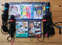 Zestaw SingStar 4 mikrofony 5 gier unikat idealny komlet ps2