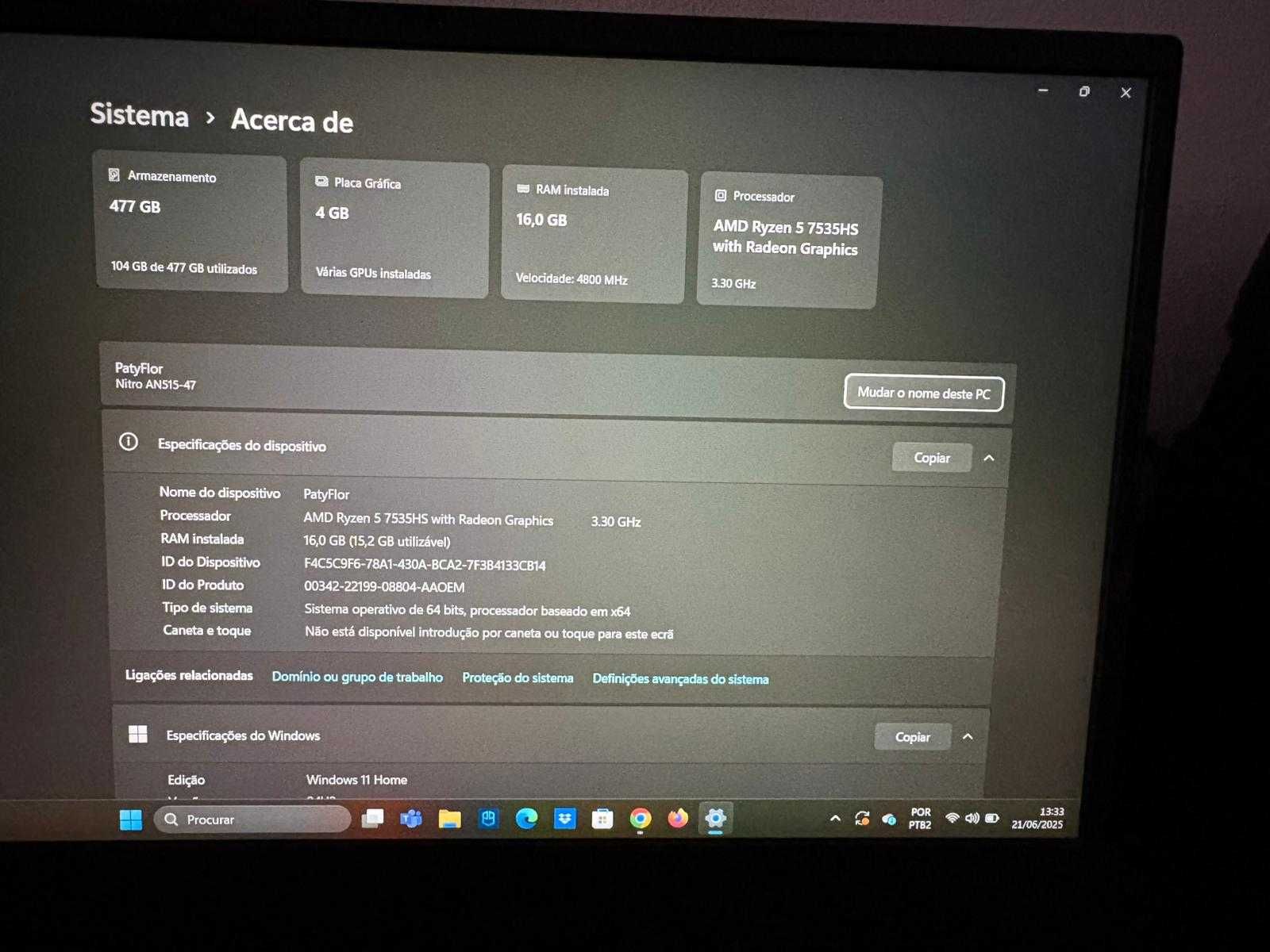 Computador Portátil Gaming Acer Nitro 5