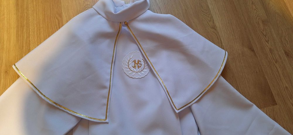 Alba komunijna dziewczęca + torebka wianek rajstopy r. 149 cm