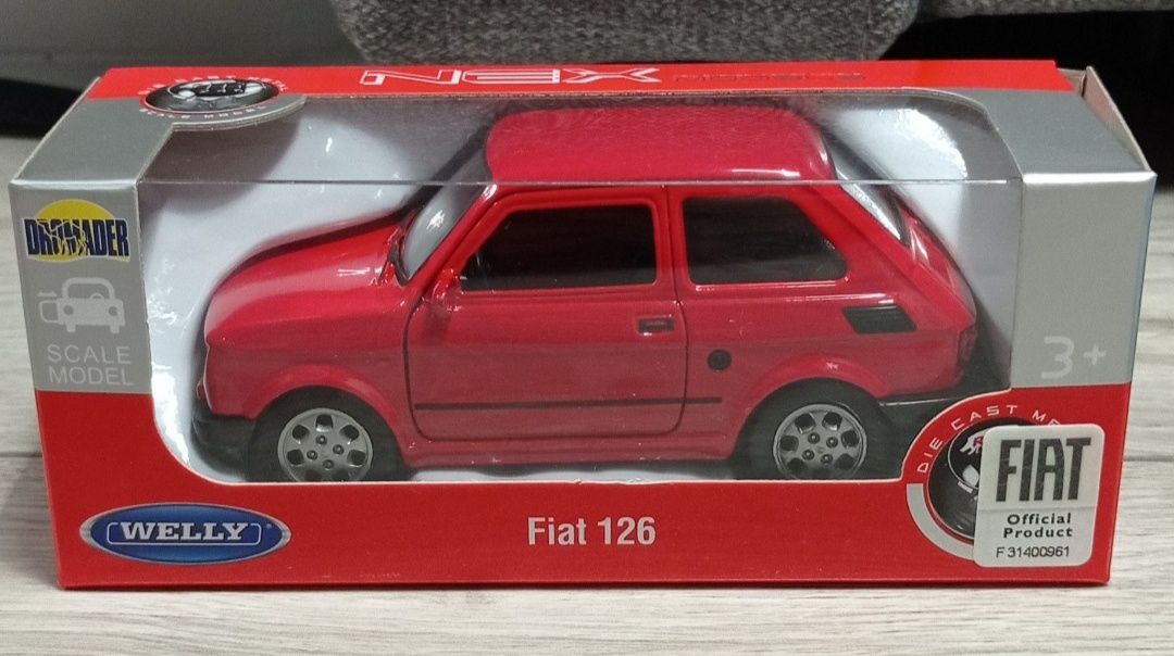Welly Fiat 126 maluch czerwony skala 1:34
