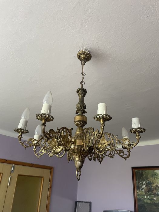 Żyrandol 6 ramion mosiądz