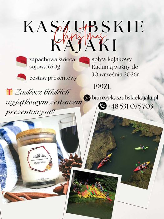 Zestaw Prezentowy świeca zapachowa + Voucher na Spływ Kajakowy