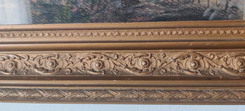 Obraz pastele w pięknej ciężkiej ramie za szkłem.