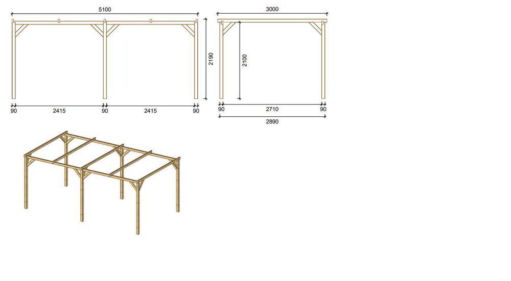 Wiata garażowa Carport 3x5 m impregnowany na szaro CAR1SZ