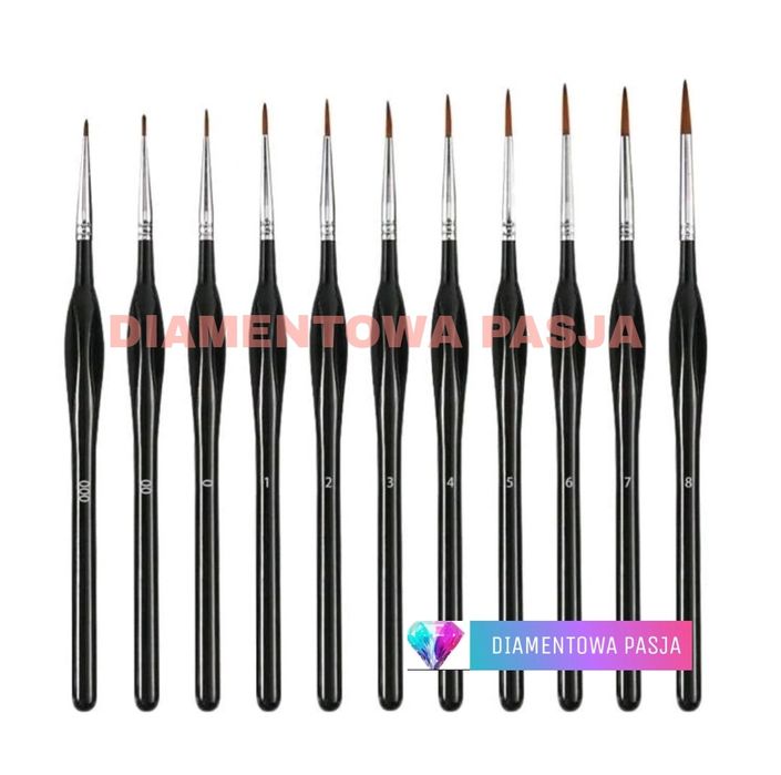 Pędzle 11 sztuk pędzelki nowe zestawy