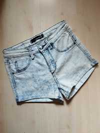 szorty jeansowe z wysokim stanem elastyczne xs marmurkowe vintage