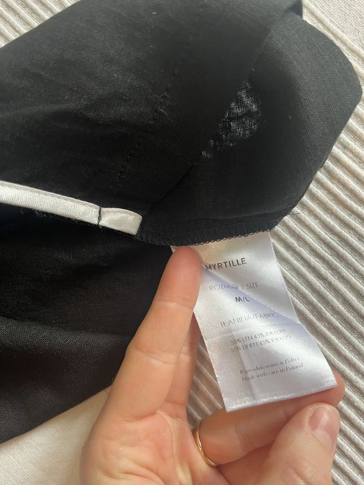 Bluzka i spodnie letnie lniane czarna myrtille