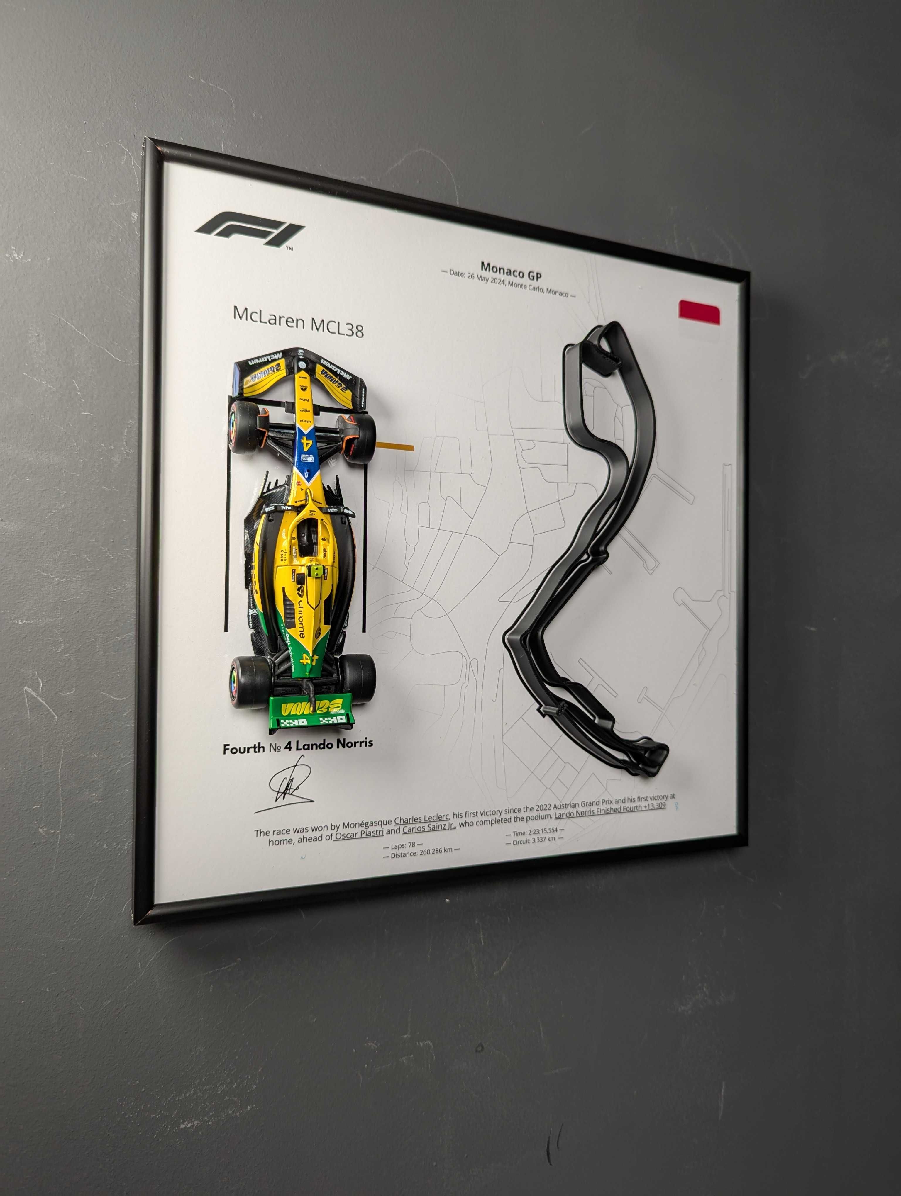 Bburago з Рамкою 2в1 з F1 McLaren MCL38 Monaco GP 2024 #4 Lando Norris
