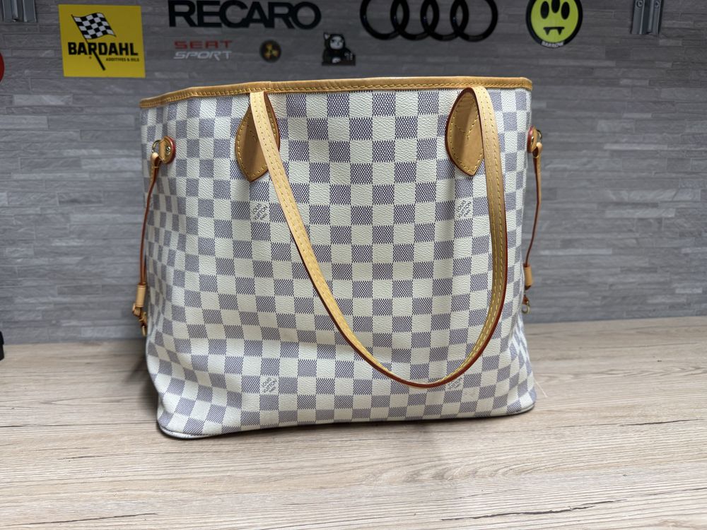 Оригінальна жіноча сумка Louis Vuitton Neverfull Damier Azur