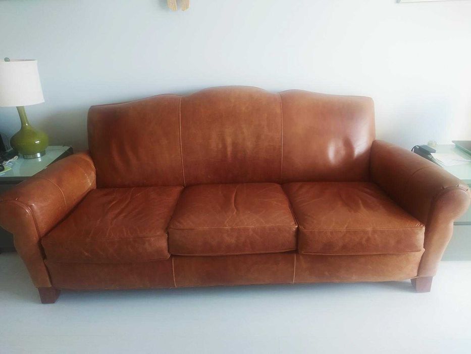Sofa skórzana brązowa