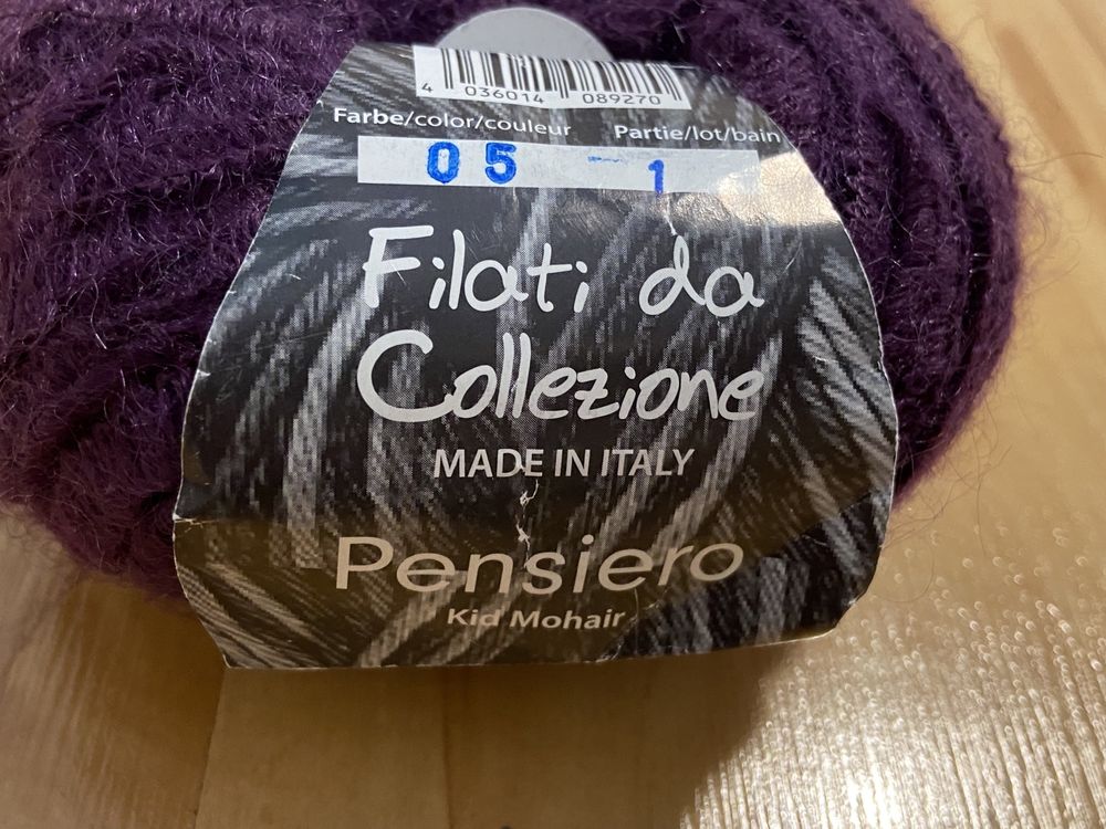 Filati da Collezione pensiero Kid mohair wełna włóczka fioletowa nowa