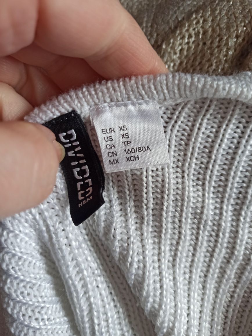 Sg Sweter damski 34 , XS H&M biały sweterek 34 , XS topcrop