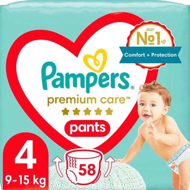 Підгузки-трусики Pampers Premium Care Pants Maxi 9-15 кг 58 шт