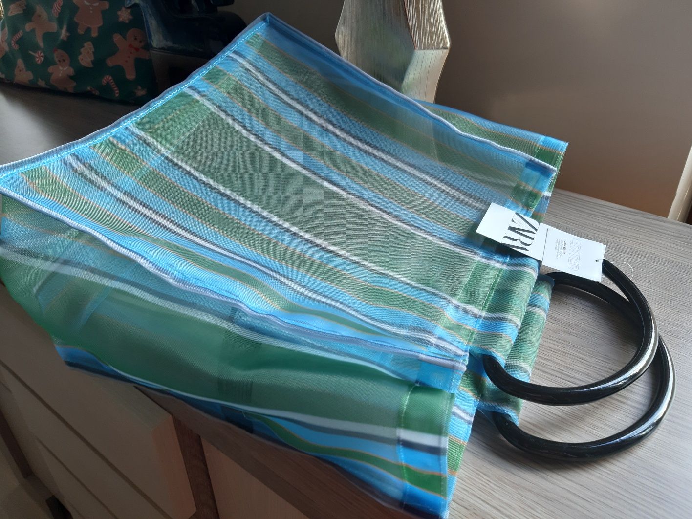 Koszyk koszyczek Zara torebka kolekcja paski niebieskie lato Woman
