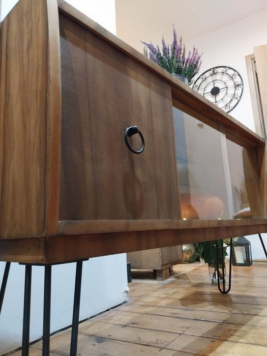 Retro komoda dębowa szafka na winyle barek lata 50 vintage prl loft