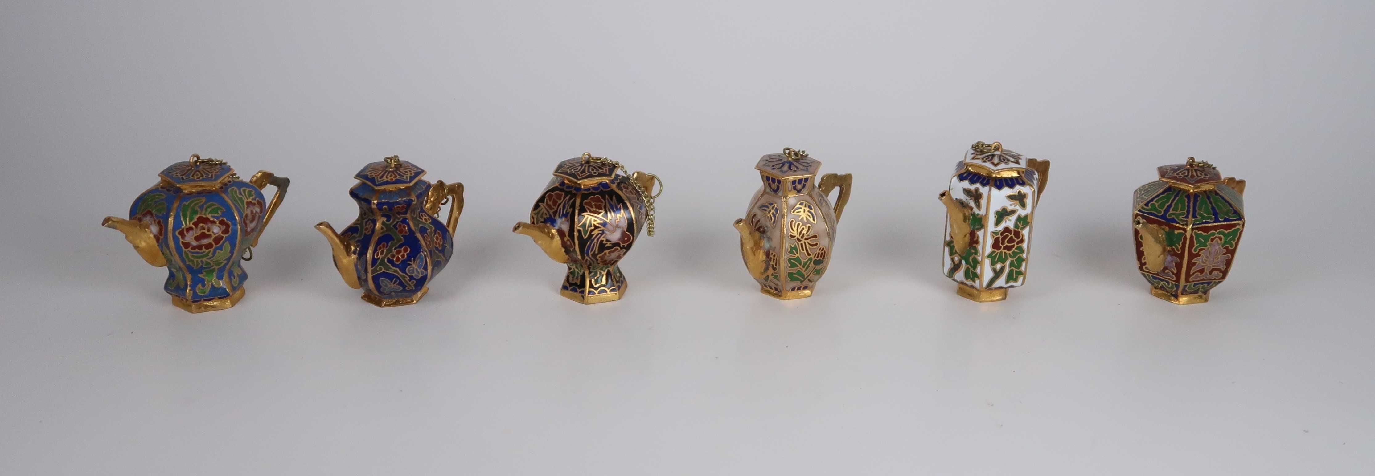 Lote de 6 bules miniatura Cloisonné