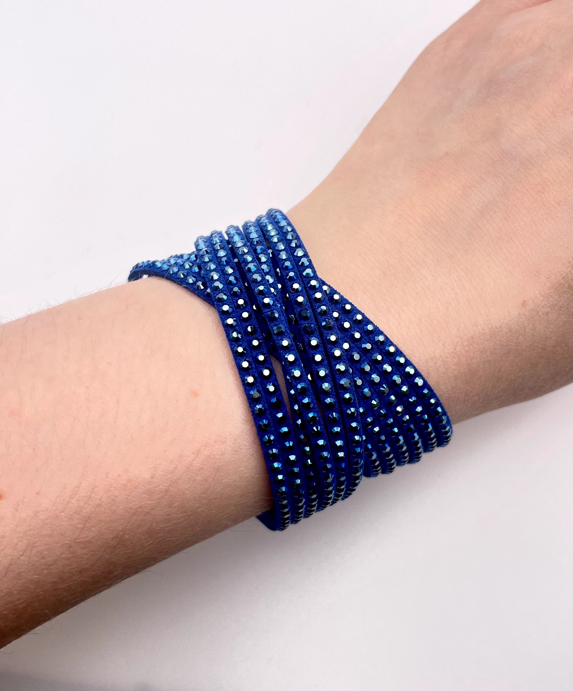 Wyjątkowa bransoletka Swarovski Slake z kryształkami - ciemnoniebieska