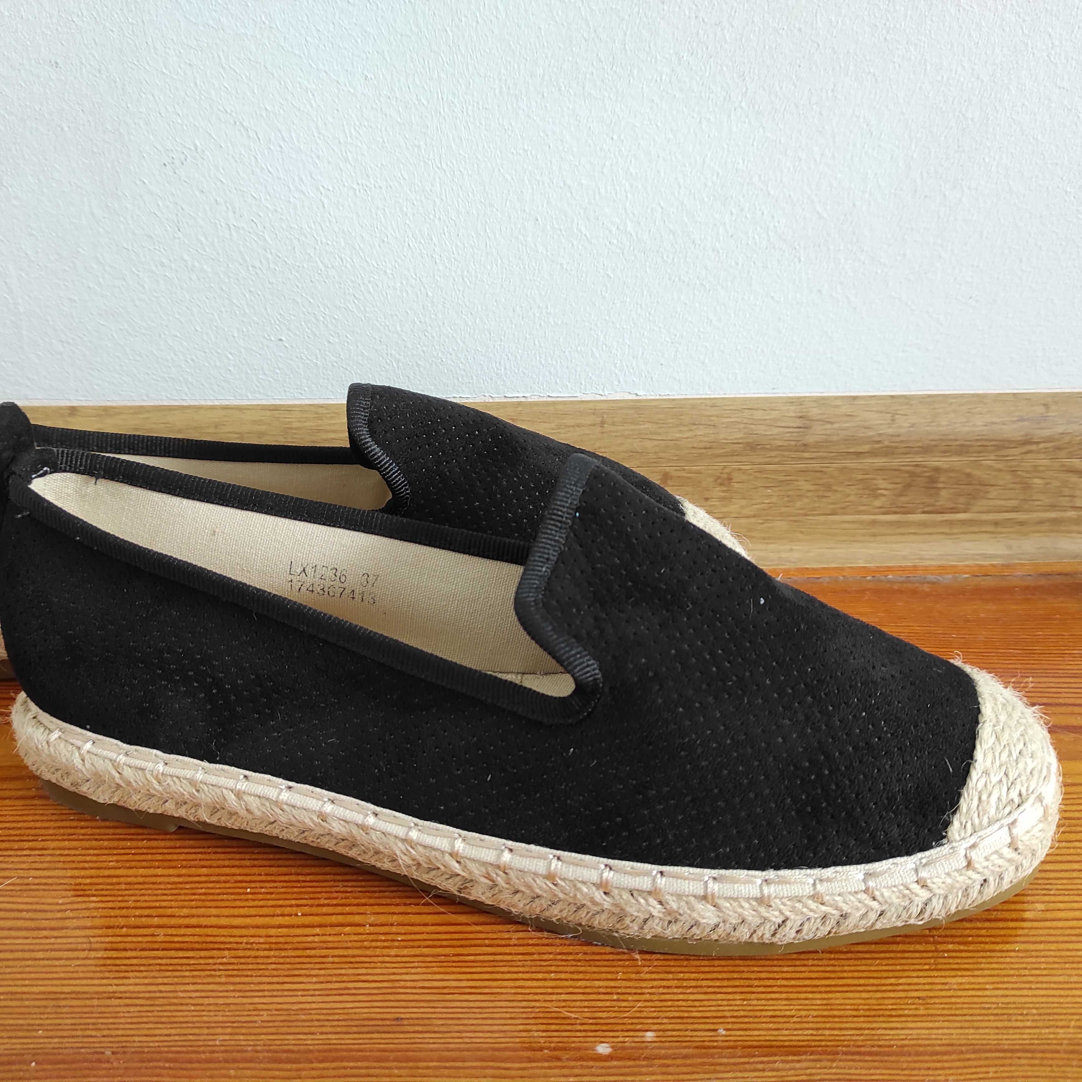 Czarne espadryle, buty rozmiar 37