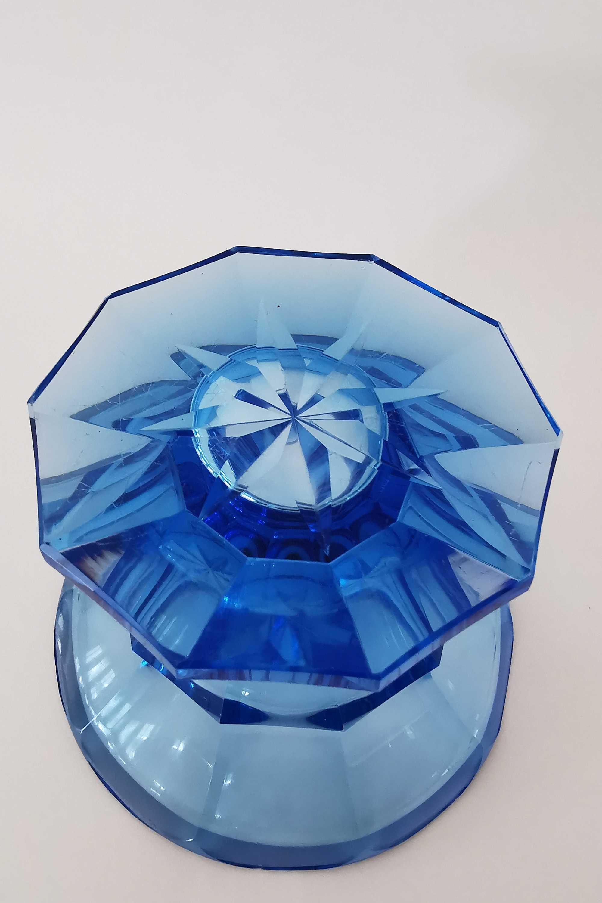 Wazon Art Deco kryształ niebieski