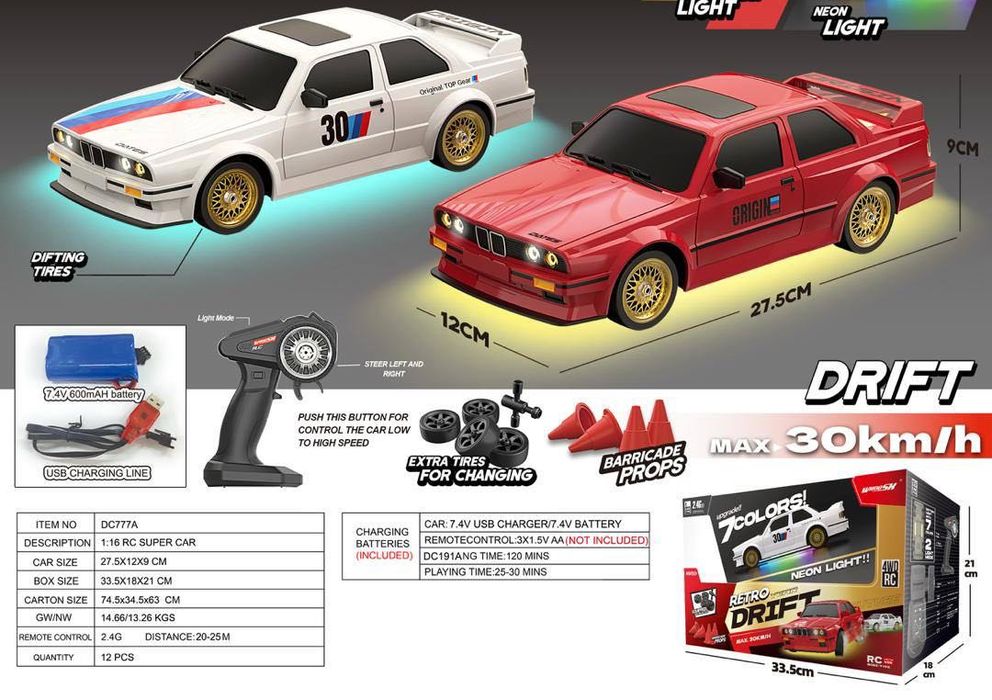 Дрифт машинка BMW Е30 на радиоуправлении Красна Машинка для дрифта БМВ