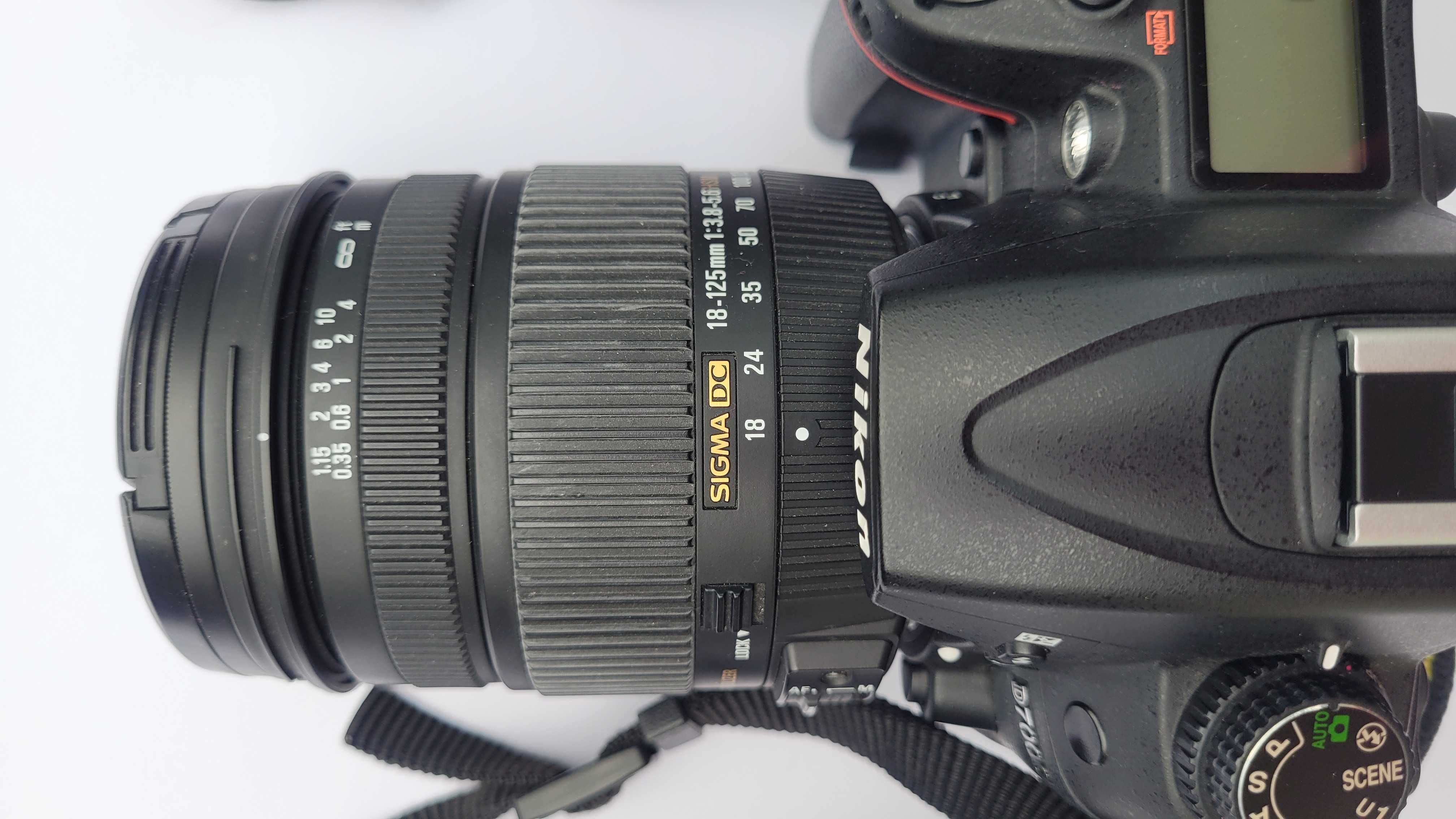 Aparat Nikon D7000 + obiektyw Sigma DC 18-125mm + akcesoria