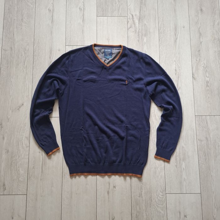 Ochnik Sweter męski XXL granatowy V-neck bawełna Poland Elegancki