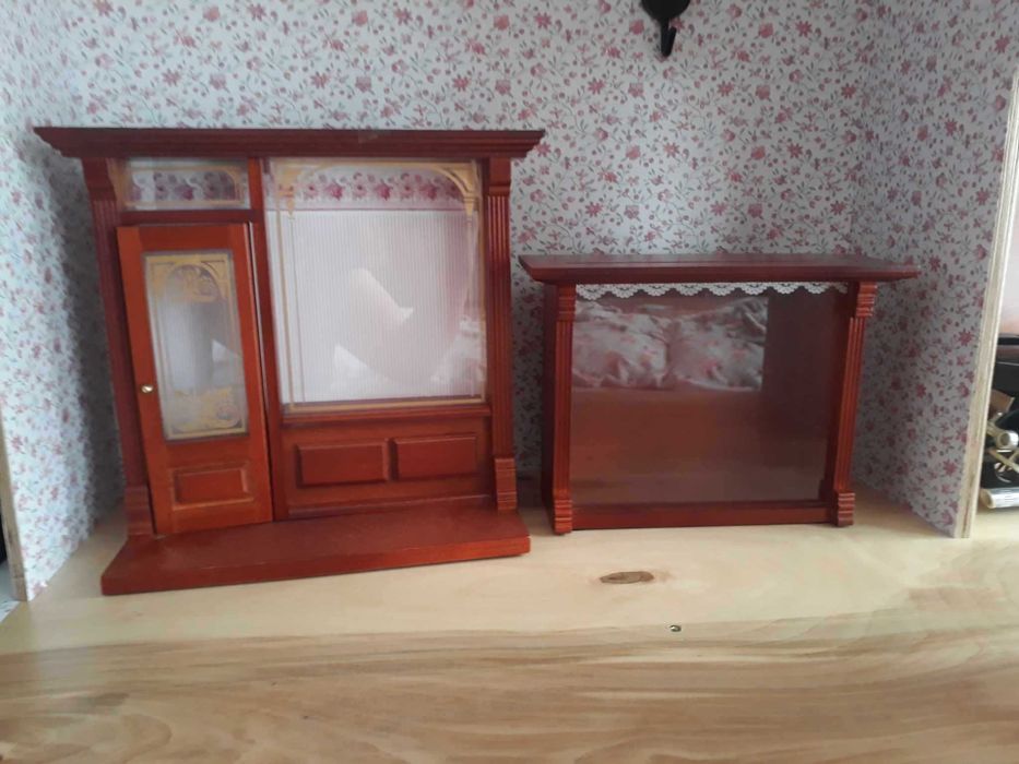 mebleki drewniane meble dla lalek barbie witryna szafka vintage retro
