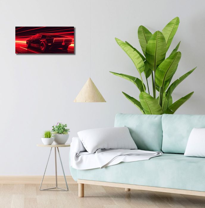 Obraz 50x20cm Prędkość w Czerwonym Neonie