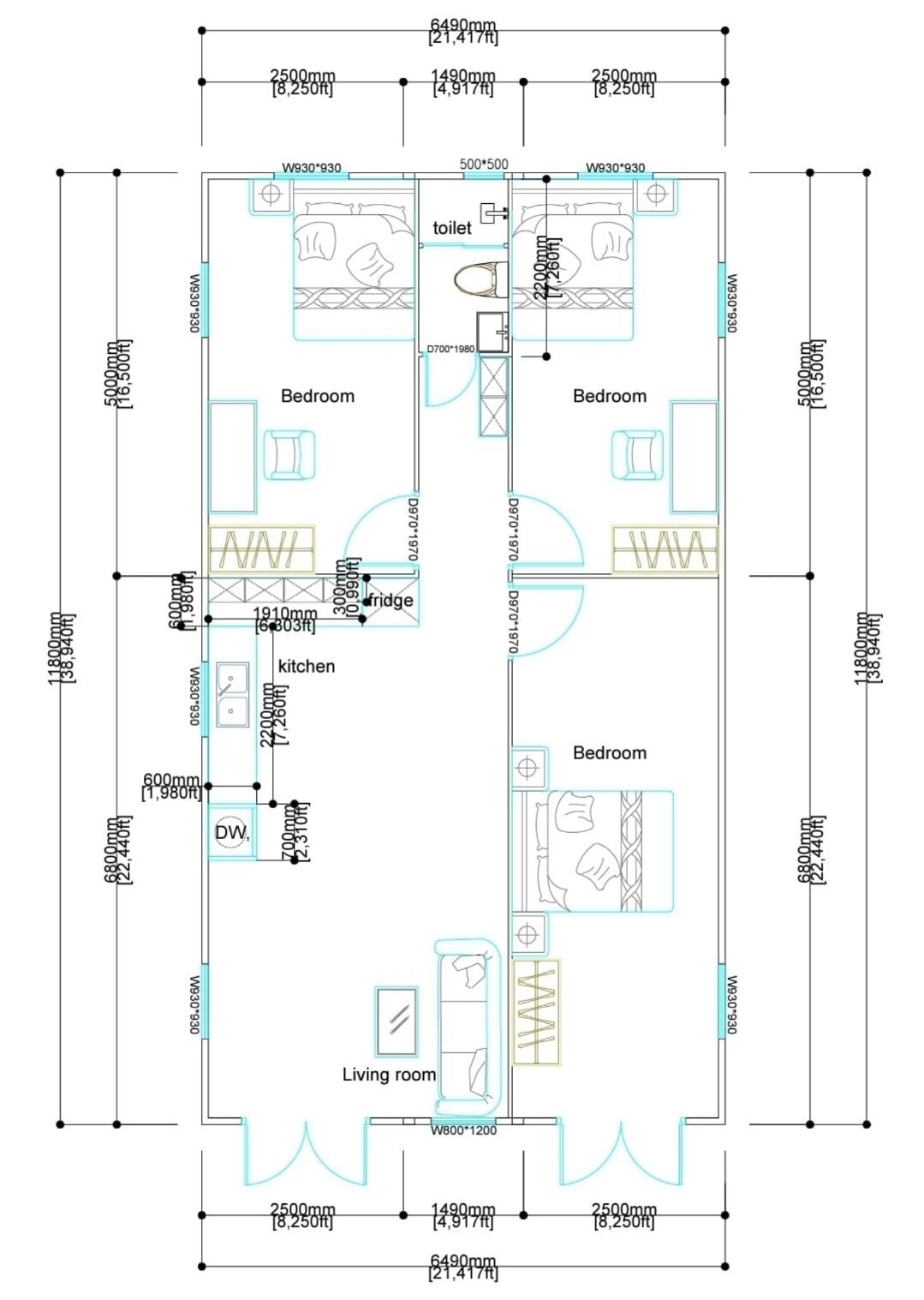 Casa Modular T3, 72 mt2