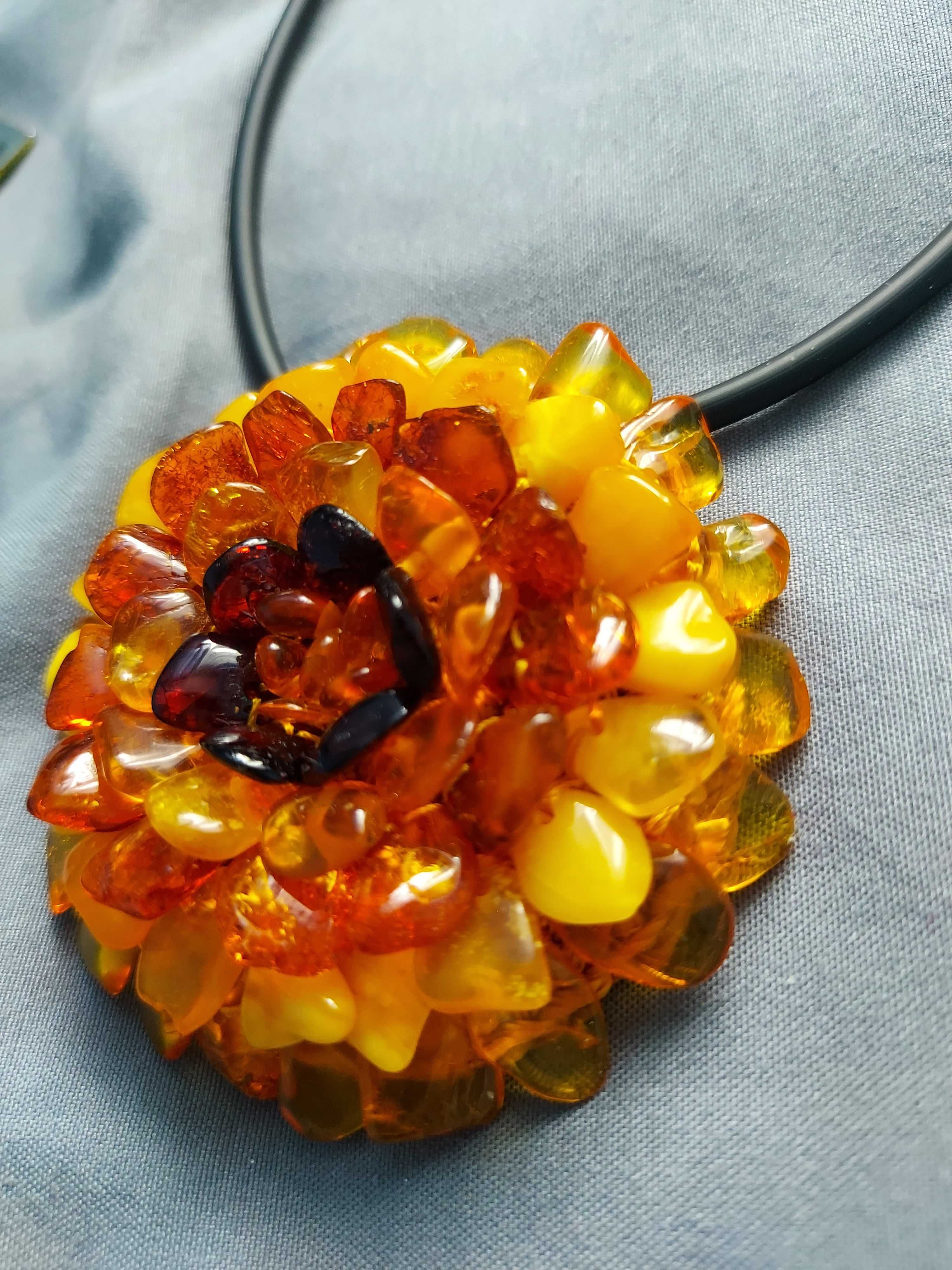 Naszyjnik kwiat bursztyn baltycki,amber