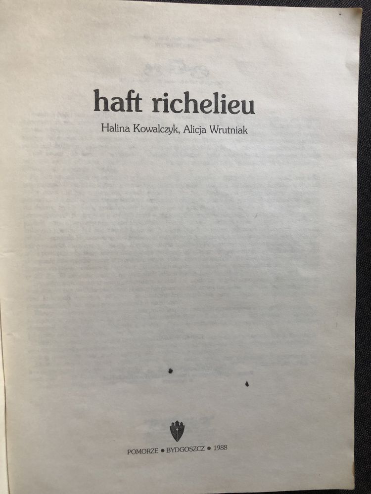 HAFT RICHELIEU - Halina Kowalczyk Alicja Wrutniak