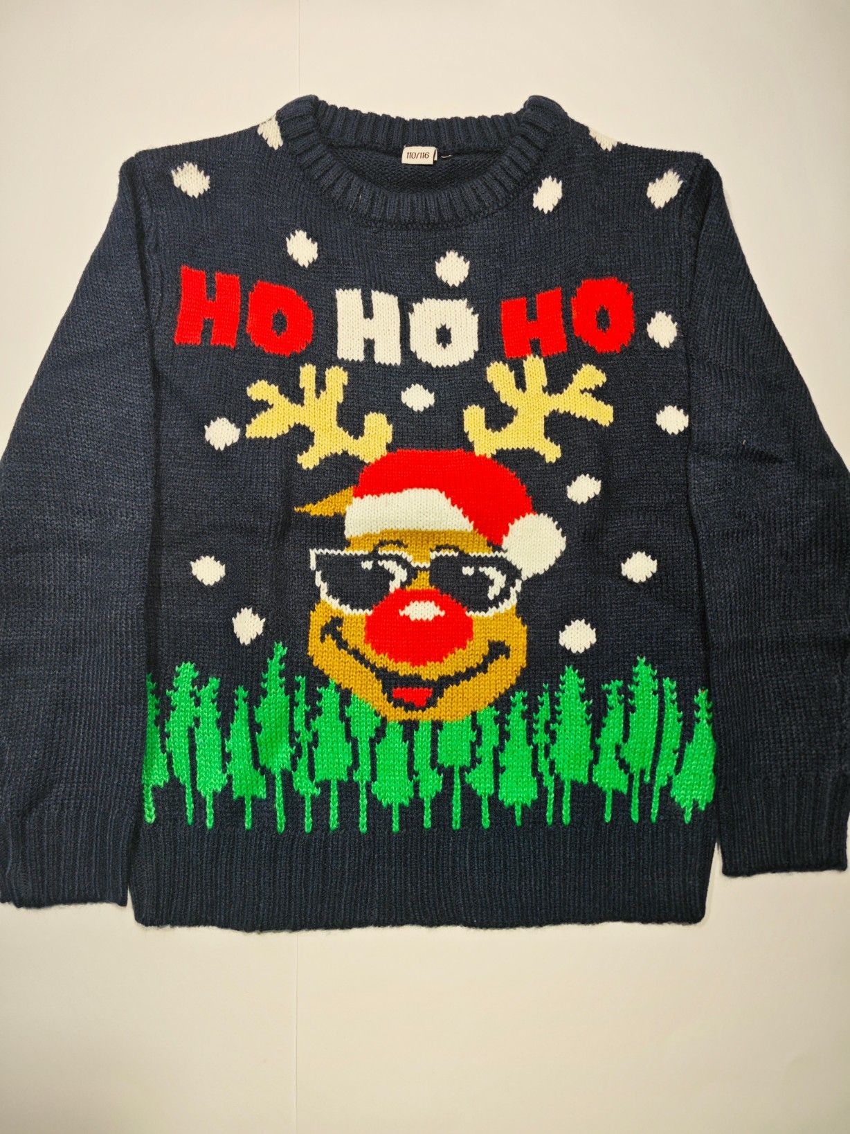 Świąteczny Sweter Dziecięcy Granatowy Rudolf Czerwononosy 122/128