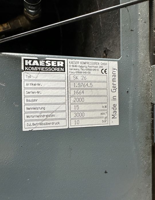 Kompresor ŚRUBOWY KAESER SK26 15Kw