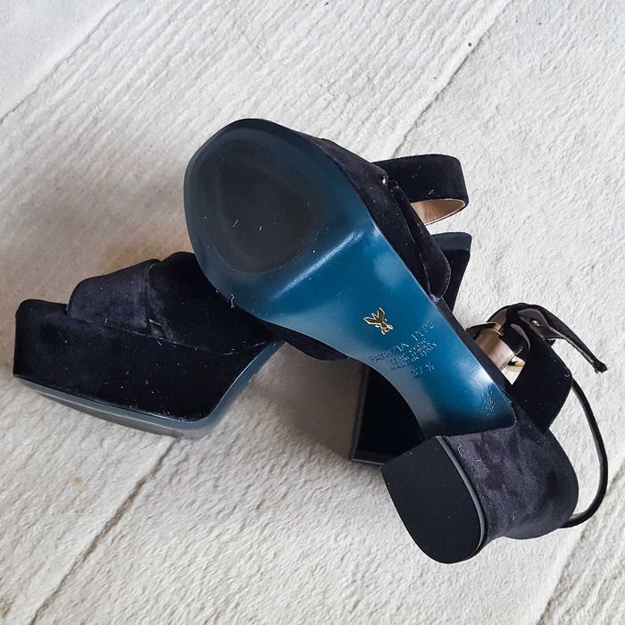 Wysokie sandały Patrizia Pepe, czarne, 38, okazja!