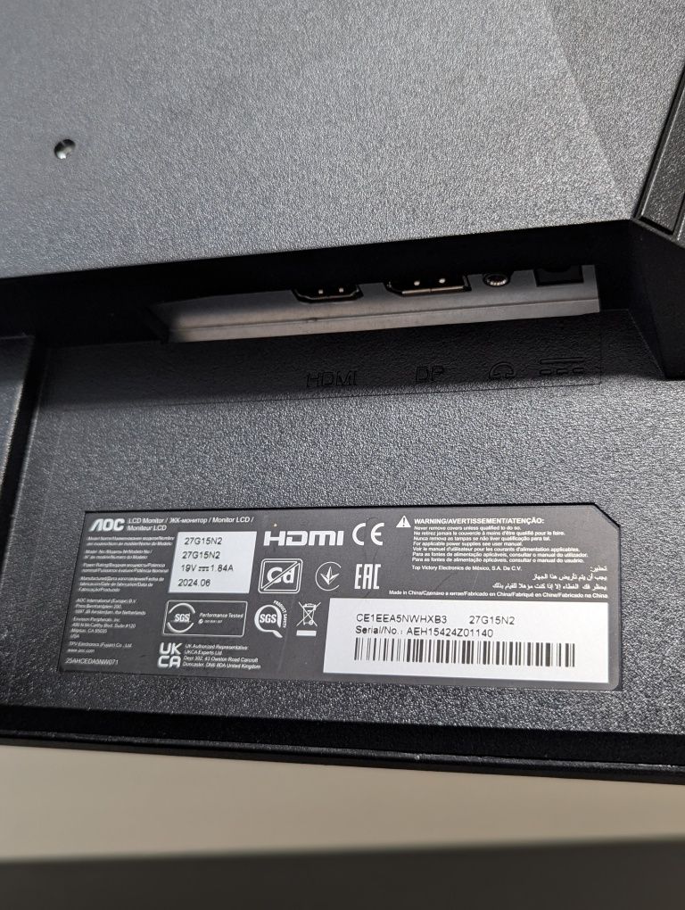 Ігровий монітор AOC 27G15N2 | 27 дюймів 180Гц 1мс HDR10
