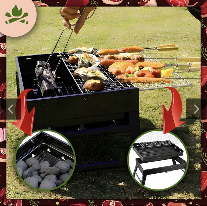 Grill turystyczny balkonowy składany przenośny walizka