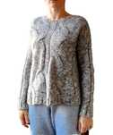Suéter Pulôver Cinza Cáqui Chunky Tricotado Ouro Mohair Lã Aran M